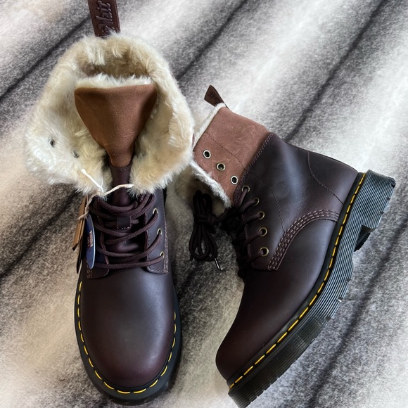 Dr. Martens Shoes - Dr Martens 1460 Kolbert Wintergrip Snowplow WP Dark Brown Mustang Leather Boots